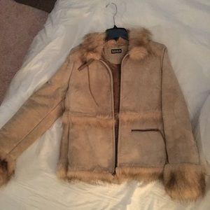 Tan leather XOXO winter coat